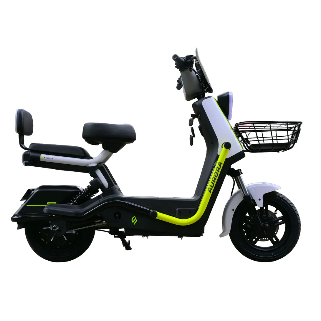 Bicicleta eléctrica AURORA blanco y verde Evobike