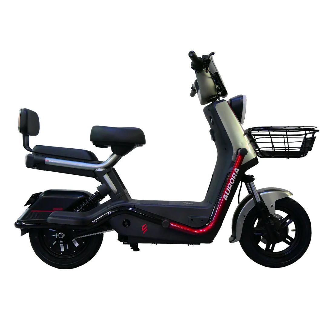 Bicicleta eléctrica AURORA gris y guinda Evobike