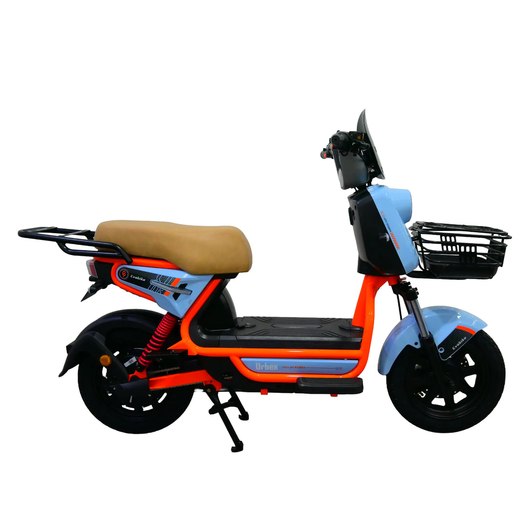Bicicleta eléctrica Urbex azul y naranja